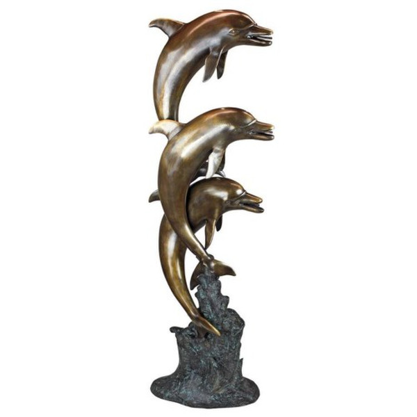 Triple Leap Dolphins Piped Statue